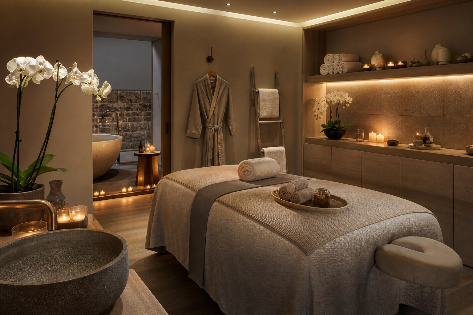 Serene spa treatment room